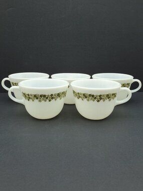Pyrex Spring Blossom Flat Cups Corning Crazy Daisy Teacups Coffee Cups Mugs